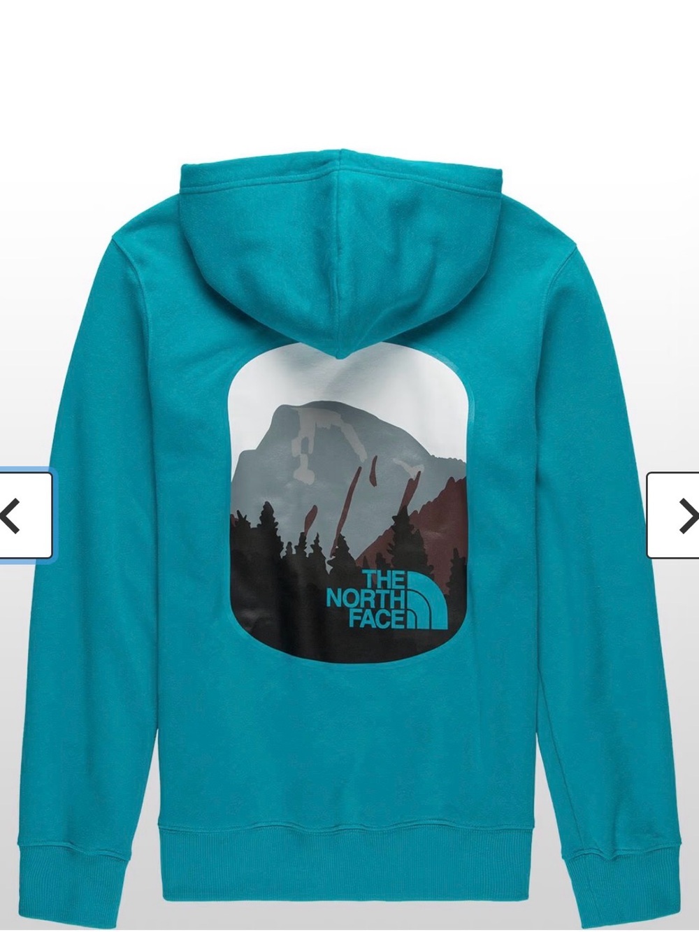 The North Face Teal Pullover Hoodie with Mountain Graphic